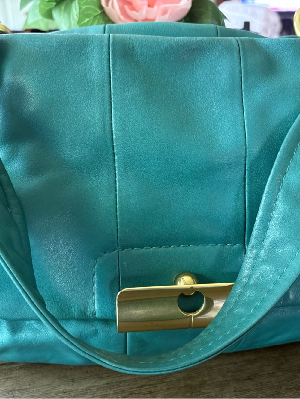 Coach Leather Purse Kristin #L1073-16814 Teal Color Bag Good Condition EUC - Picture 5 of 16